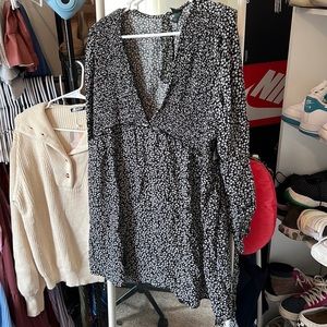 Black dress with tiny white flowers